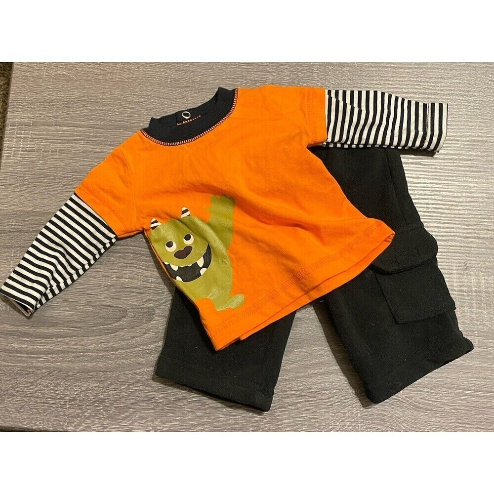 Just One You Carter's Orange & Black MONSTER Outfit Glows in Dark Newborn